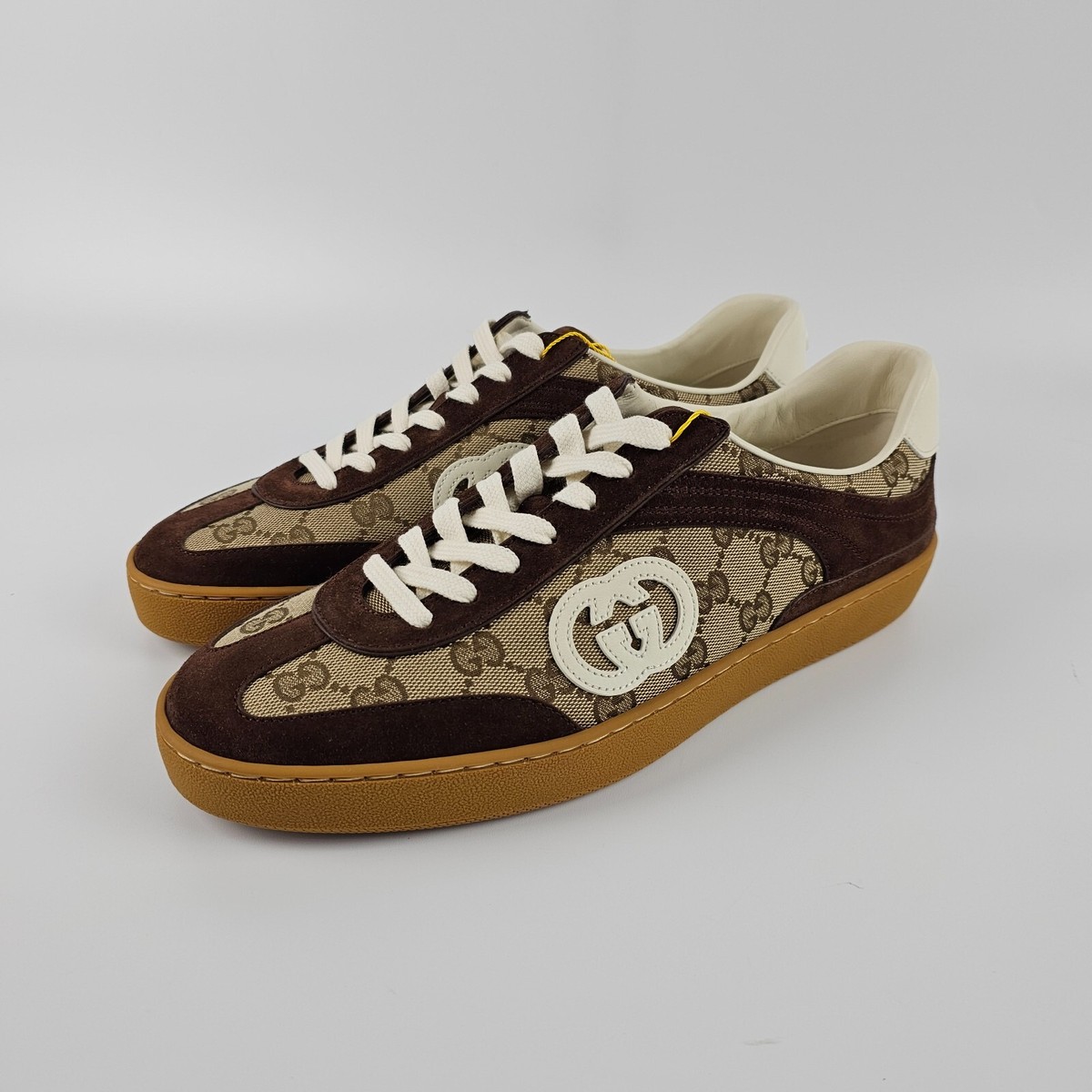 GUCCI Interlocking G75 $920 Men's Dark Brown Suede Sneakers New