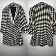 Vintage Hockanum Forstmann Houndstooth Wool Pea Jacket Xl