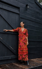 NWT Farm Rio Pink Croco Short Sleeve Maxi Dress