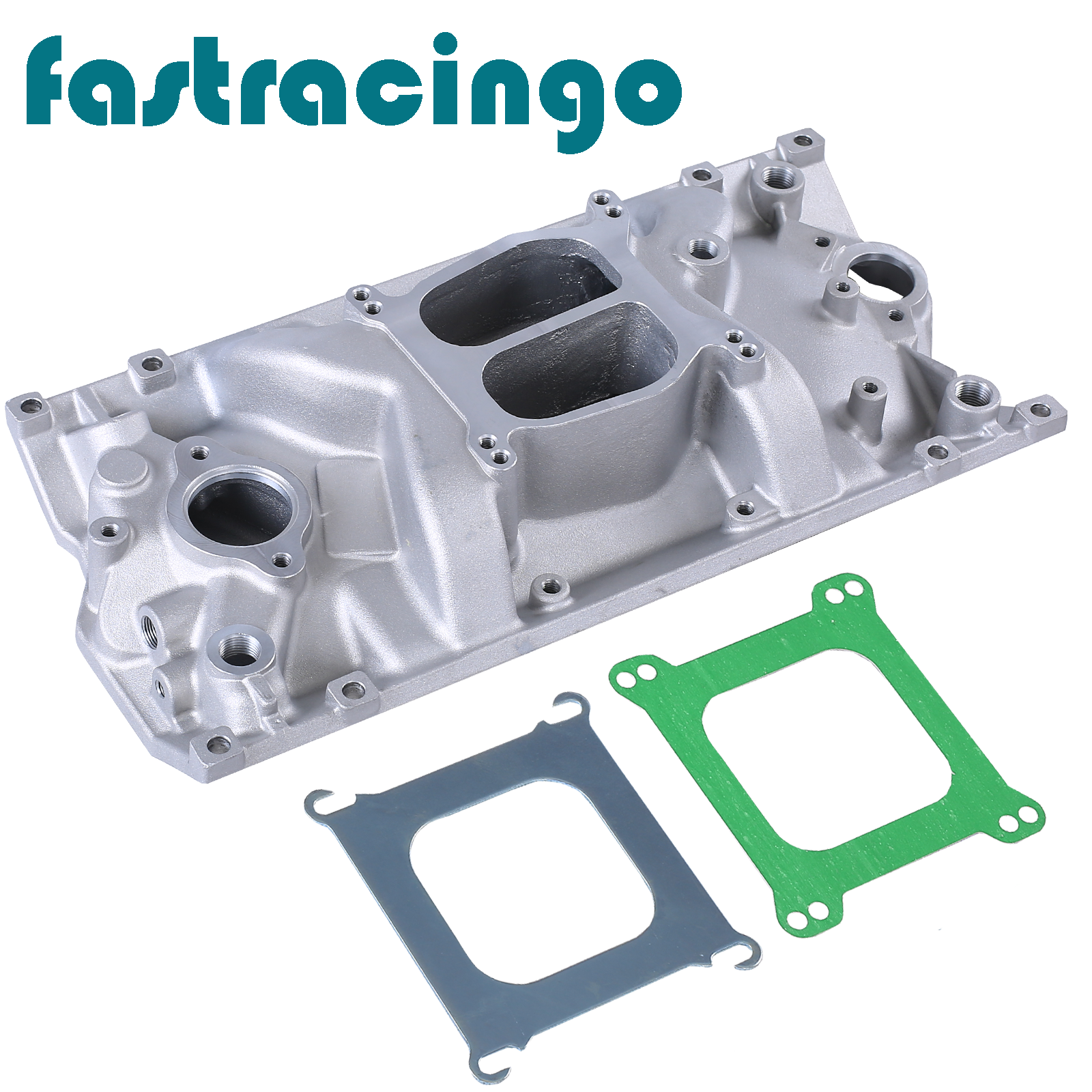 SBC Chevy Dual Plane Satin Aluminum Intake Manifold For Vortec 350