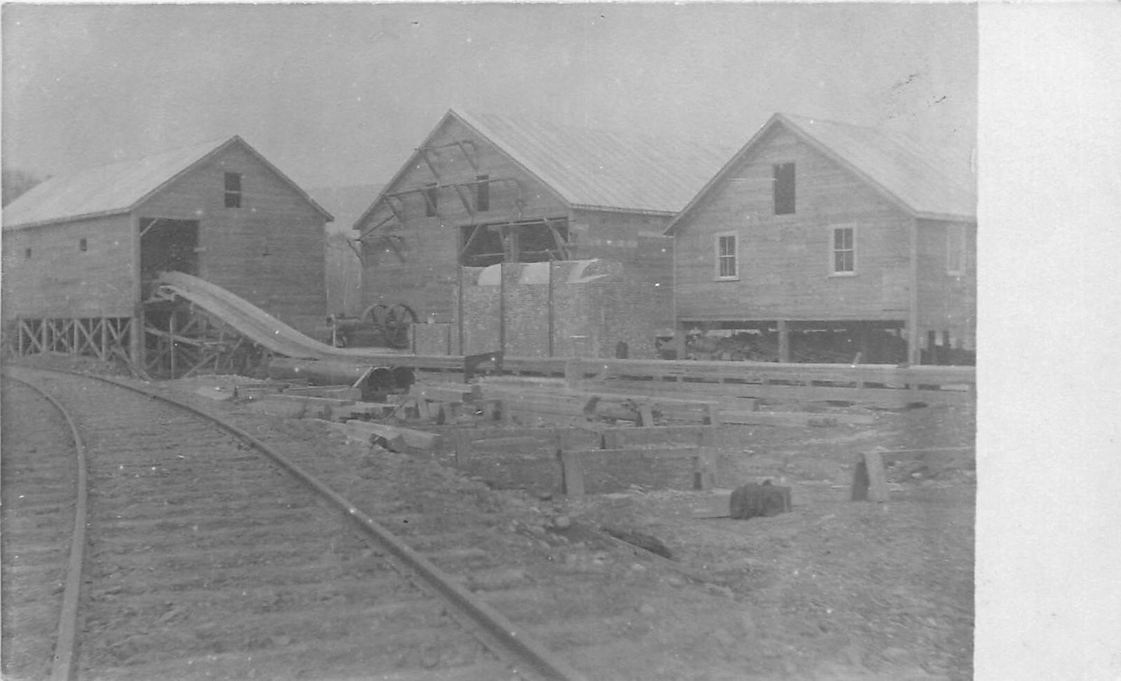 c1910 Bingham Maine Lumber Sawmill Railroad occupation RPPC Postcard 25-1935