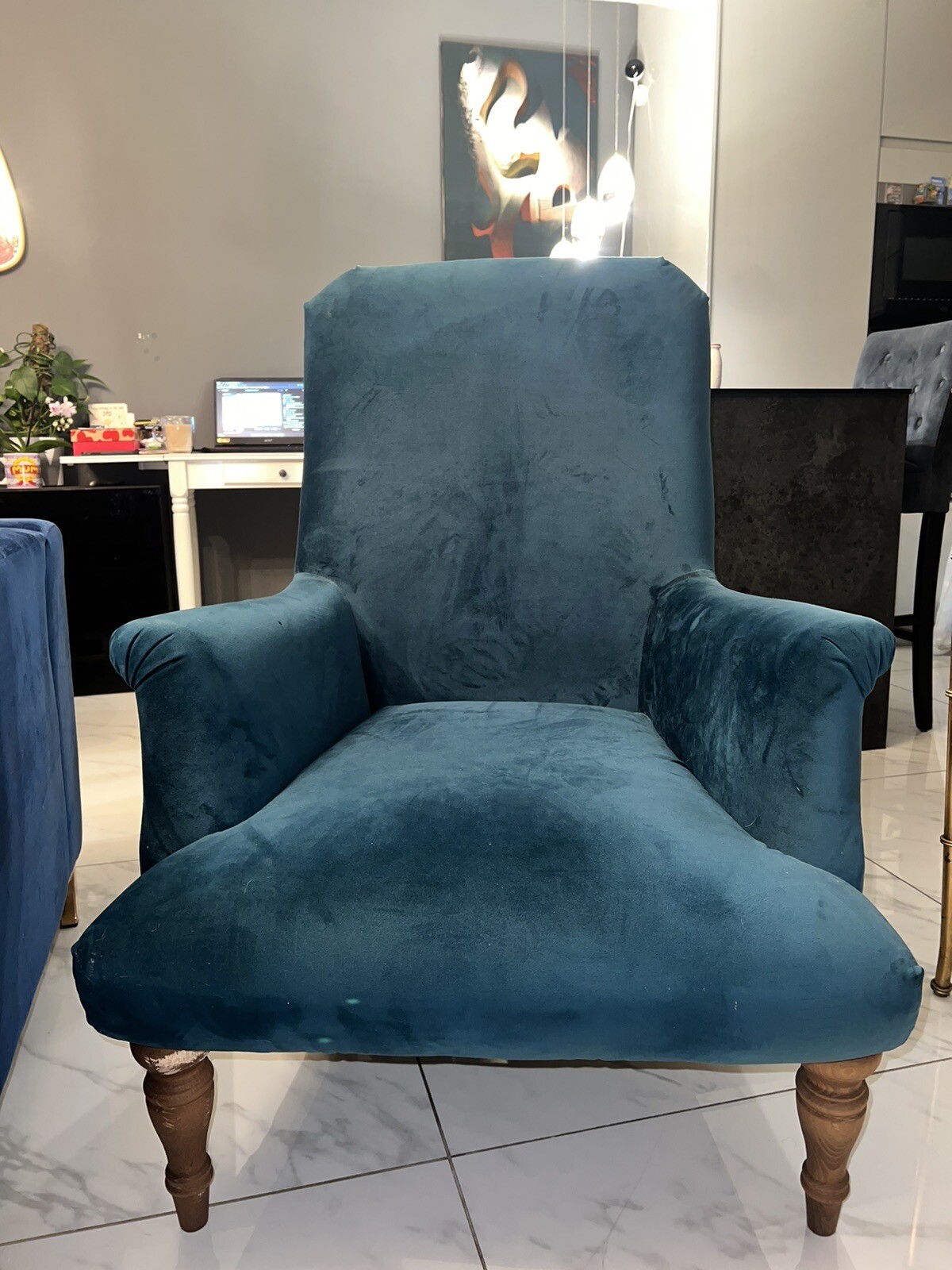 Green Velvet Armchair eBay