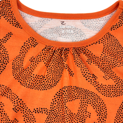 Carter's Girls Nightgown All-Over Pumpkins Ruffle Halloween Size 8-10 Orange NWT - Picture 6 of 6