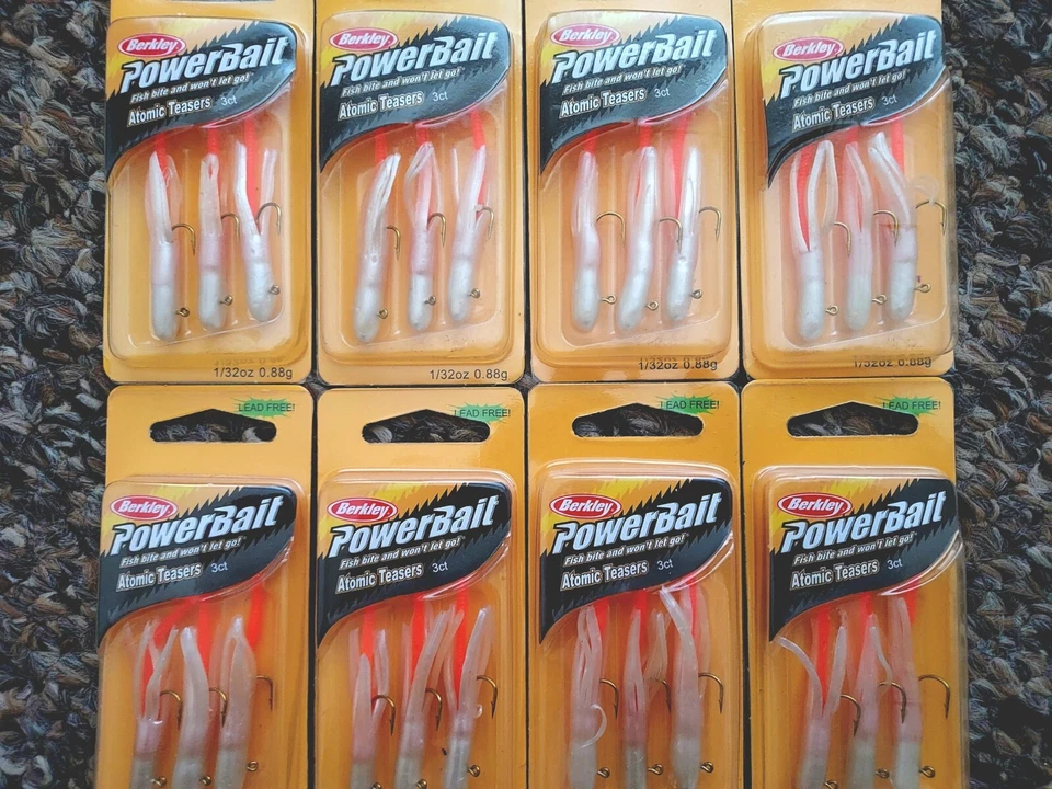 (8 paquetes) Berkley Powerbait Atomic Teasers 1/32 oz. Lote de señuelos de pesca con plantilla de tubo Foto 2 de 3