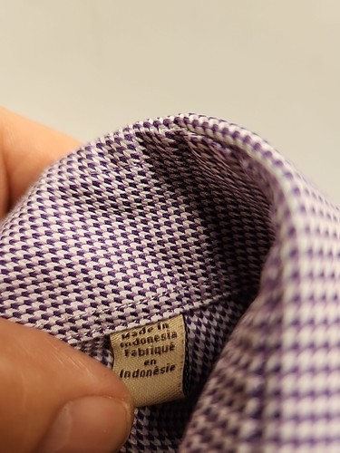 Tommy Bahama Mens Dress Shirt Size 16 1/2 32-33 Long Sleeve Purple Check - Picture 7 of 9