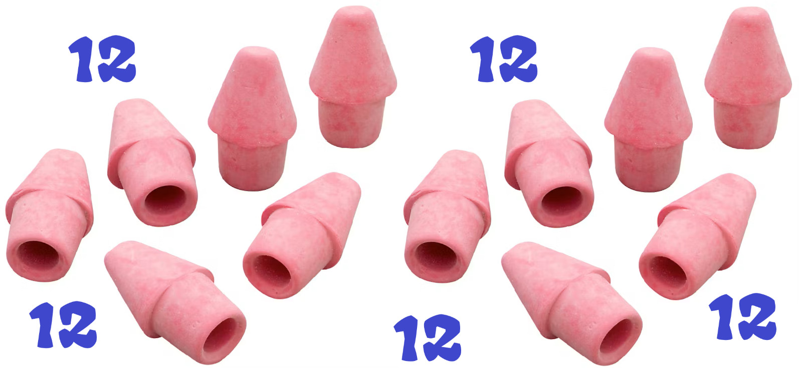Cap Smudge Resistant Latex Free Erasers Pink