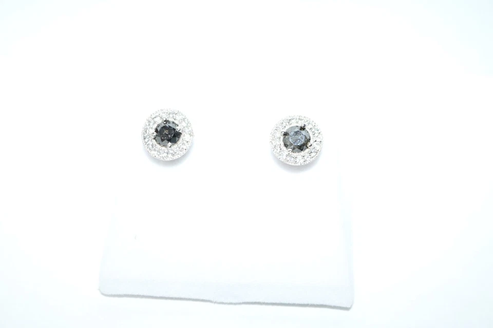 Серьги-гвоздики с черными бриллиантами и белым сапфиром 2,0 карата - Изображение 2 из 4