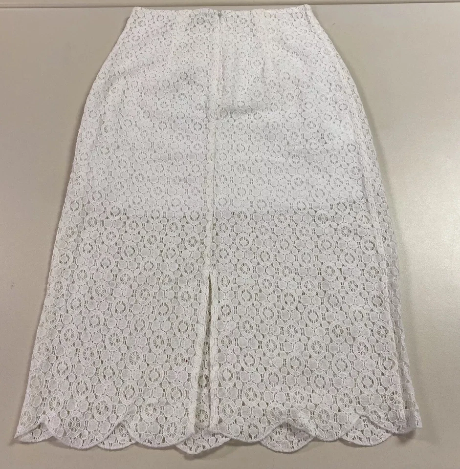 BCBGeneration 女式白色圆形蕾丝铅笔裙 4 码 — 第 2/4 张图片