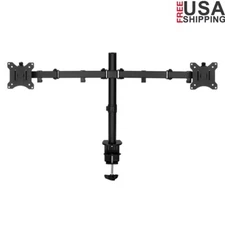 Dual Monitor Mount Easy Clamp 90° Tilt 180° Swivel 360° Rotation Ergonomic Arm