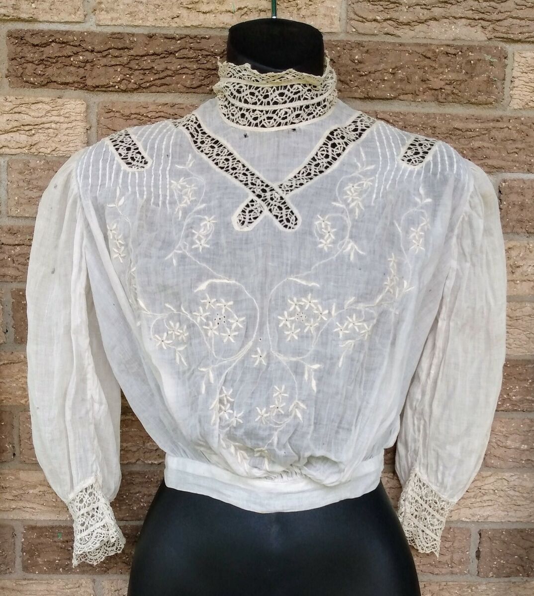 Antique Old Vintage Edwardian Victorian Ivory Lace Blouse Antique Old Vintage Edwardian Victorian Ivory Lace Blouse