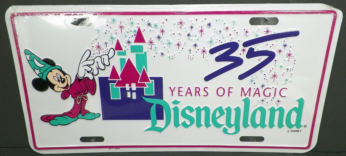 Disneyland 35 Years Of Magic Metal License Plate With Mickey