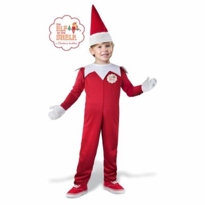 Child Elf On The Shelf Red Jumpsuit Christmas Costume Boys Kids