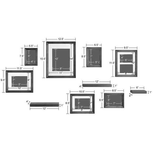 Gallery Wall Frame & Shelf Kit 10 Piece Rustic Photo Frames & Decor Display New - Picture 8 of 9
