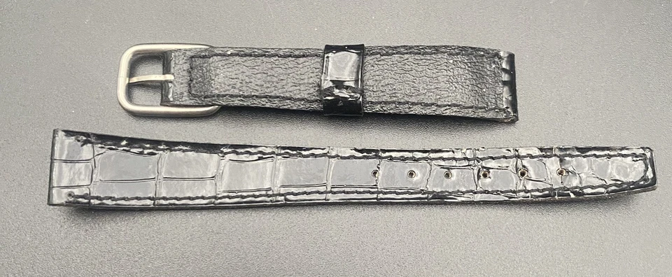 Bracelet de Montre Femme Tissot Cuir Noir 13mm Vintage - Photo 2/3