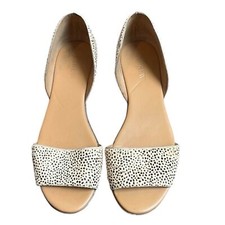 J. Crew Morgan Flats Women  s 8.5 Leopard Calf Hair Leather Peep Toe