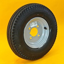 Wheel & Tyre 400x8 Inch for Trailers 4 Ply 4 Studs 4″ PCD Silver Diameter 8″ UK