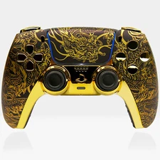 Golden Dragon Killscreen PS5 Controller Pro DualSense Gold Mouse Click Clicky
