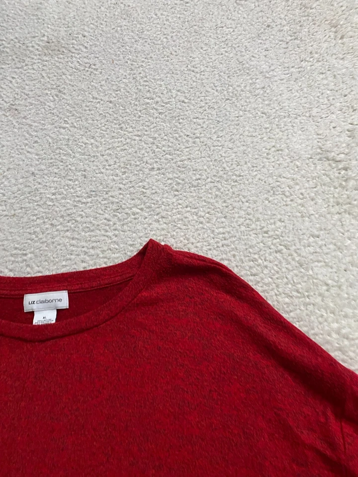 Sudadera Pullover Liz Claiborne Mujer Manga Larga Cuello Barco Roja Talla XL Foto 4 de 4