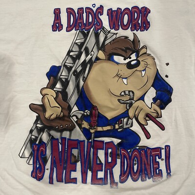 VTG 90s Taz Tasmanian Devil; Sz 2XL; Dads Work is Never Done