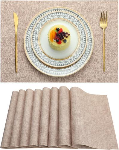 Placemats Set of 6 Washable Heat Resistant Place Mats PVC Woven Dining Table Mat - Picture 5 of 19