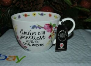 Neuf. profitez de Grande tasse à café Portobello By Design sourire être Kind ou papillon