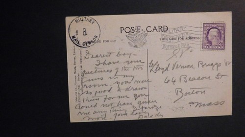 1919 USA Postcard Cover Military APO to Boston Massachusetts - Picture 2 of 2