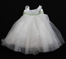 Azazie Girl's Kavi A-Line Bow Matte Satin Dress EH6 Ivory/Dusty Sage Size 4 NWT