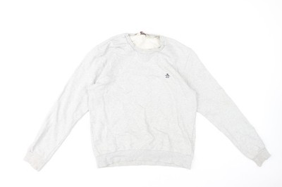 Original Pinguin Herren Sweatshirt Grau Rundhals Größe M Baumwollmischung