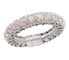 925 Sterling Silver Vintage Ring Blue White Topaz Eternity Band Sz 6.5 RG35261