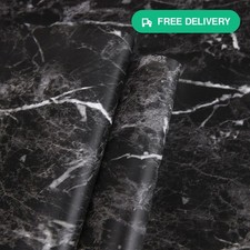 Abyssaly Black Marble Contact Paper Peel and Stick Self-Adhesive Wallpaper