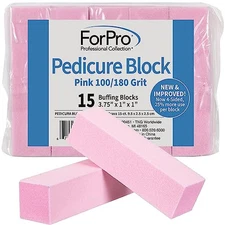  Pink Pedicure Block, 100/180 Grit, Three-Sided Pedicure Nail Buffer, 3.75” L 