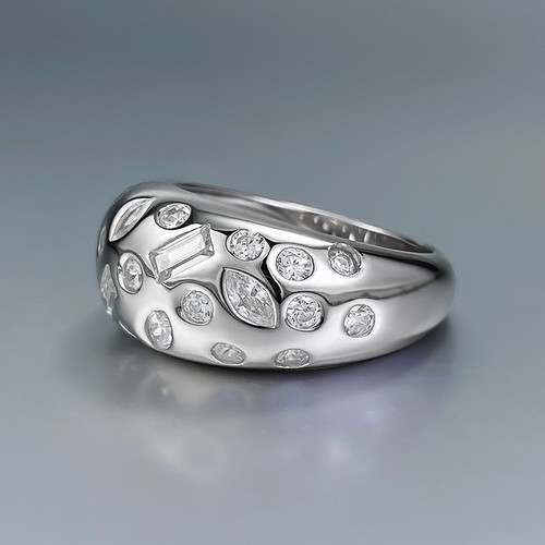 Irregular Lab Grown Diamond Ring, 18K Gold Vermeil, Versatile Minimalist - Picture 2 of 7