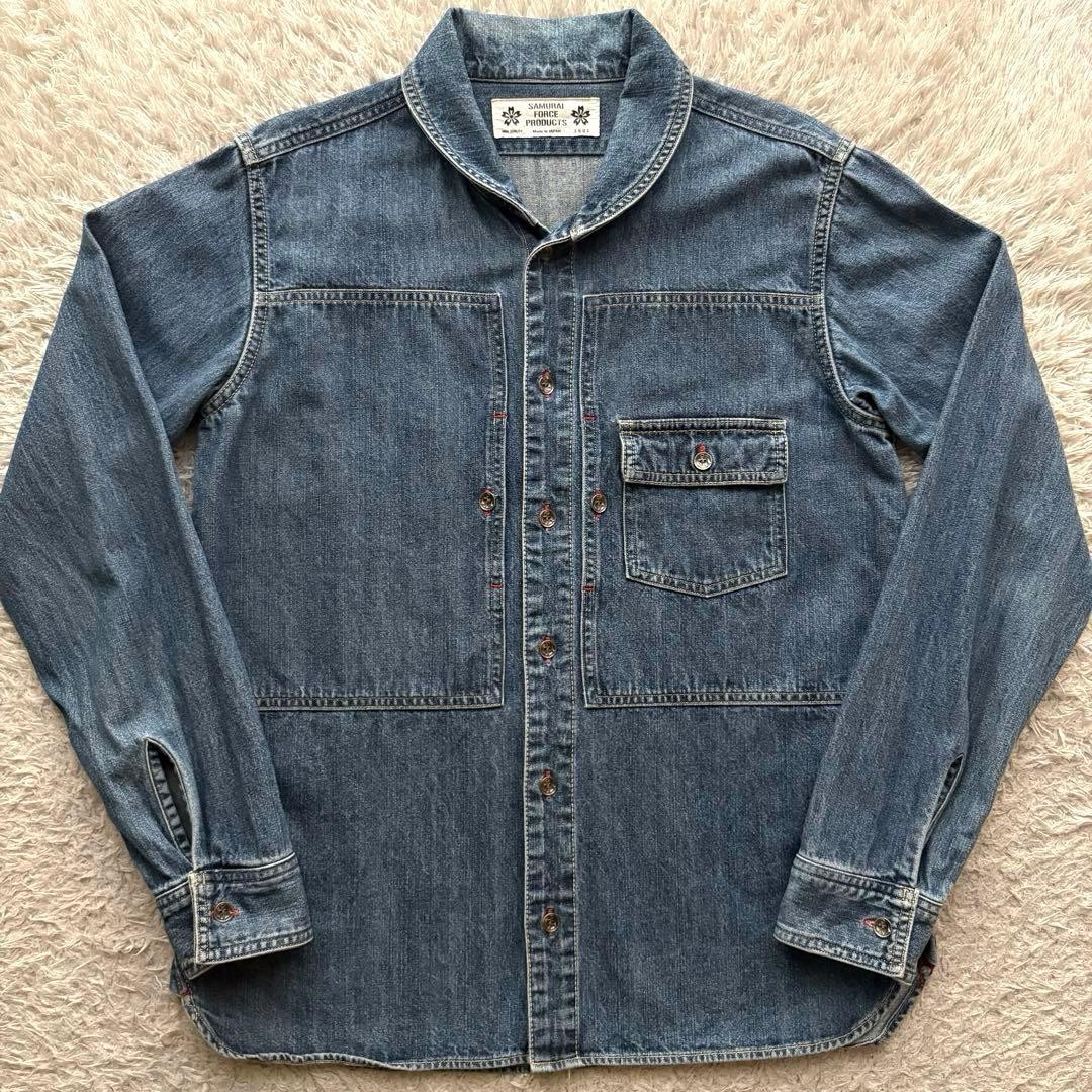 SAMURAI JEANS Denim Shirt Jacket Indigo Cotton Blue Authentic From Japan