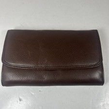Vintage Vera Pelle Italy Genuine Leather Checkbook Wallet Brown