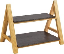 Alzata per torta in ardesia a 2 strati piatto antipasti espositore per servire a