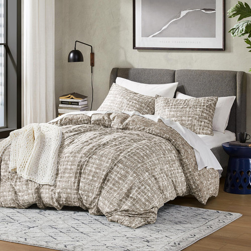 Twin/Twin XL Comforter Set, Taupe Boho Modern Aesthetic Bedding, Teen Boys Pl...