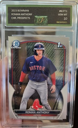 Roman Anthony Rookie Card Graded Gem Mint 10 2023 BOWMAN Prospects Chrome BCP71
