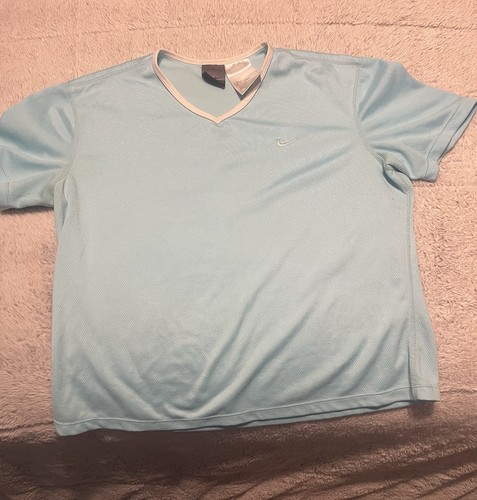 Nike Dri-FIT Women’s L Blue Breathable V-Neck Short Sleeve Polyester Tee