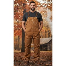 Carhartt Men's Loose Fit Duck Bib Overalls Insulated 104393-BRN 2XL Brown NWT