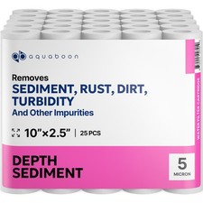 25-PACK 5 Mic Sediment Water Filter Cartridges Standard Size 10x2.5" by Aquaboon