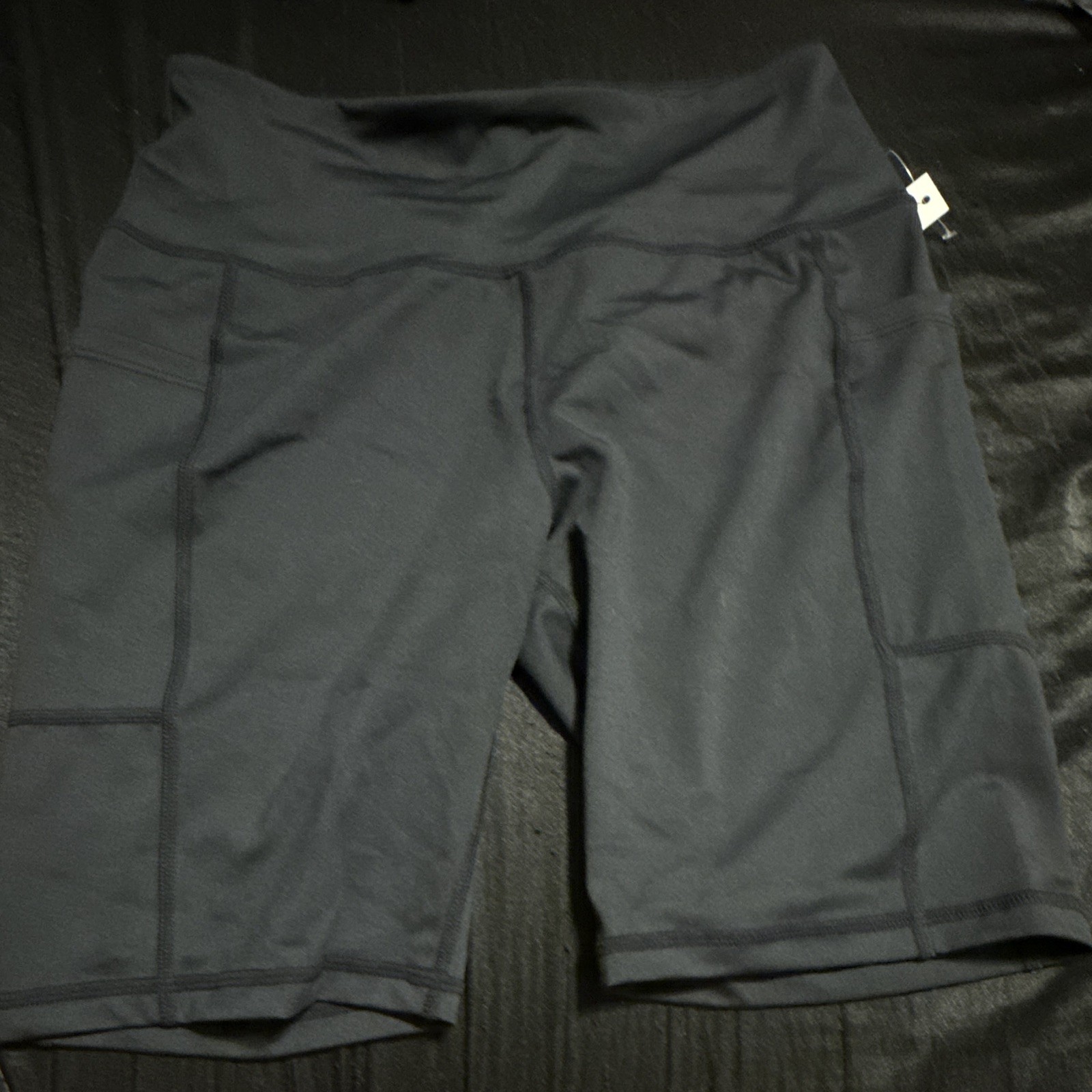 Essentials Women’s Black Biker Activewear Shorts with Pockets, Stretch