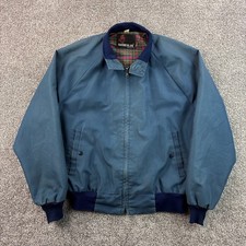 Vintage American Jac Harrington Jacket Mens L Blue Plaid Lined Bomber USA Made