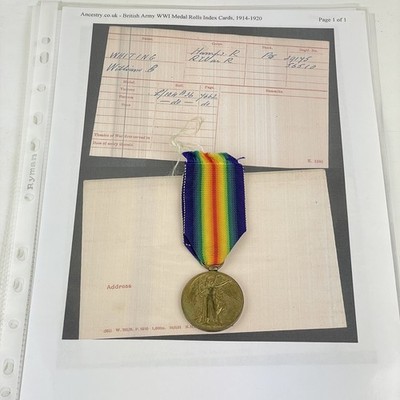 WW1 Victory Medal 29175 Private W C Whiting Hampshire Regiment