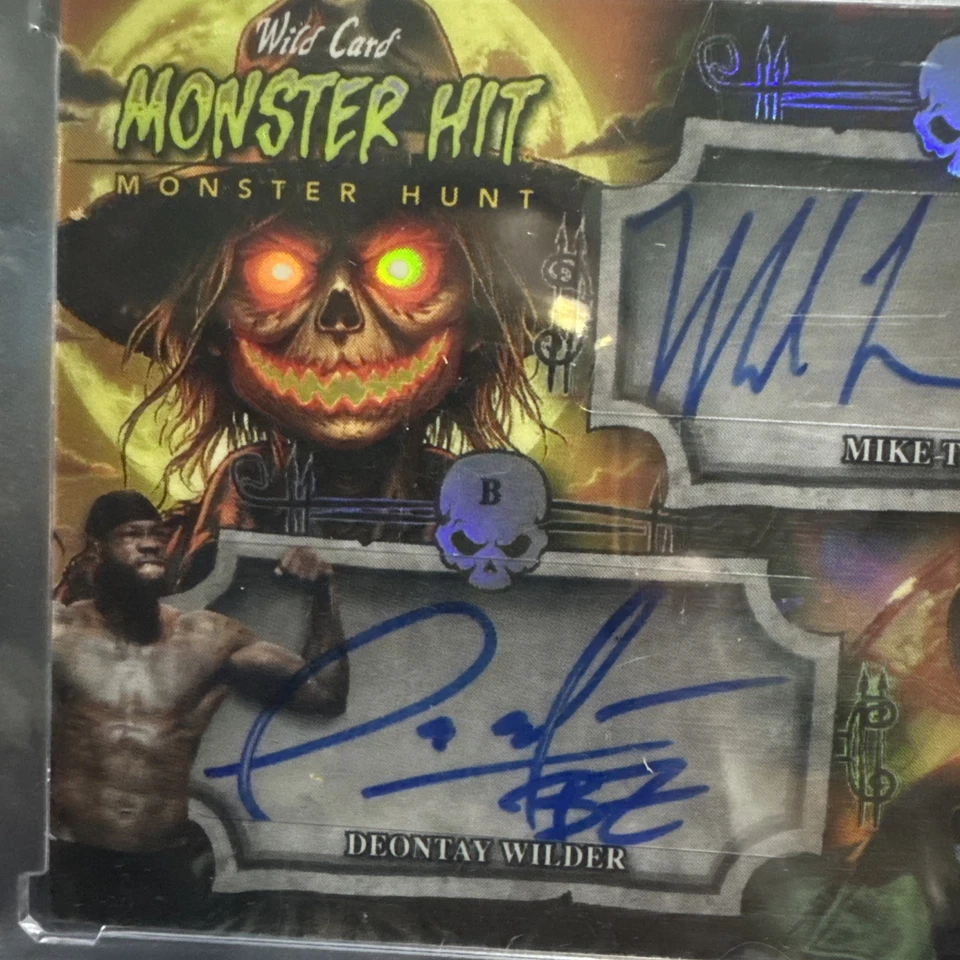 Mike Tyson, Deontay Wilder Wild Card Monster Hit Monster Hunt 1/1 Dual Auto - Image 3 of 4