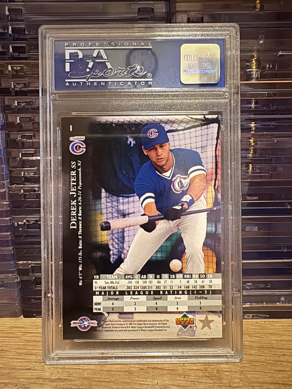1995 Upper Deck Minor League Derek Jeter ROOKIE #1 PSA 8 NM-MT view 3