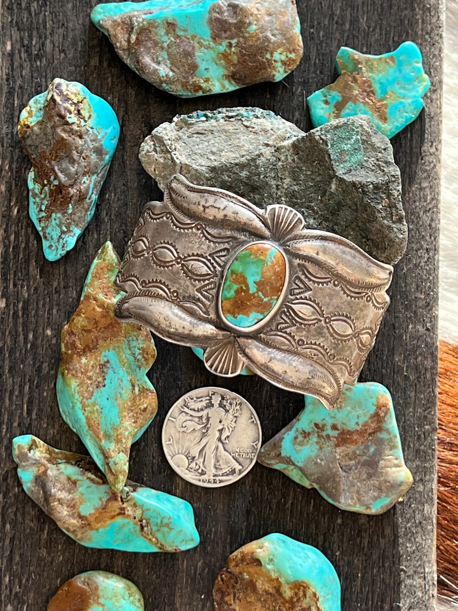 Handcrafted & Hand Forged Old Pawn Sterling Silver Ingot Turquoise