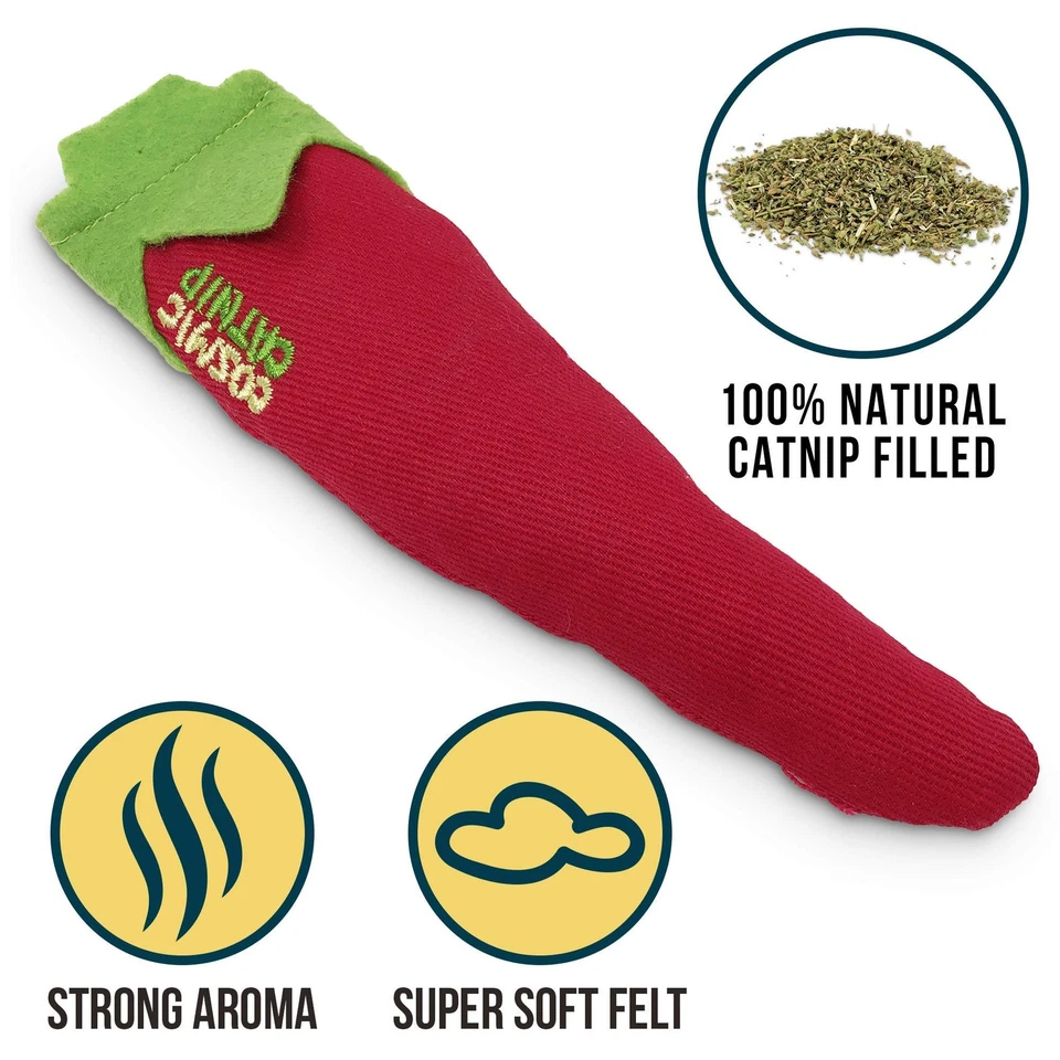 Cosmic OurPets 100-Percent North American Catnip Filled Chili Cat Toy-Hot Stu... - Image 2 of 4