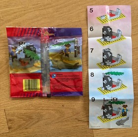 2 Lego Black Knights: 1491 DUAL DEFENDER & 1492 BATTLE COVE- 100% w/ Bags, Inst.