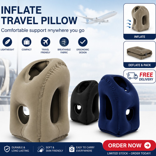 Inflatable Travel Pillow for Airplane Support Head Inflatable Pillow Neck Pillow