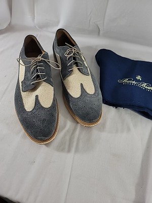 Brooks Brothers Sz 11 Light Blue & Canvas Spectator Shoes -Italy -NEW & FREE SHP